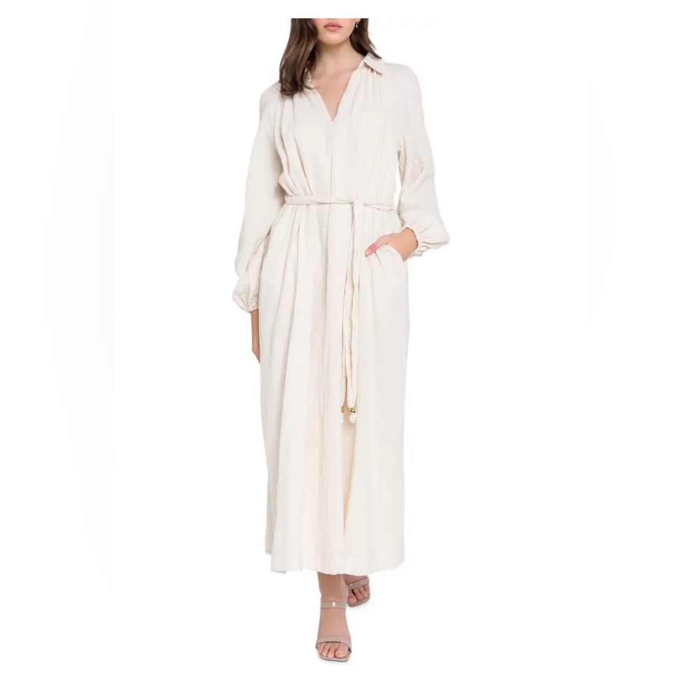 English Factory Long Gauze Dress w/ Belt. NWT. Size S.